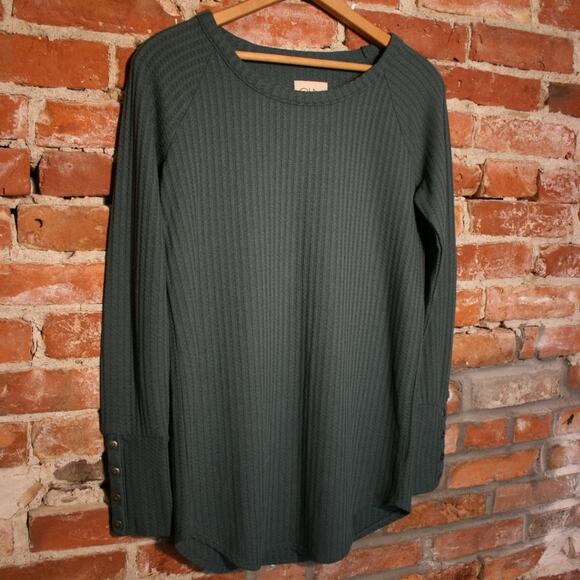 Chaser Waffle Knit Tee with Button Detailing - Picture 2 of 7